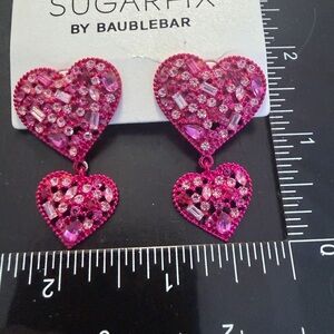 BaubleBar Fuchsia Crystal Heart Earrings